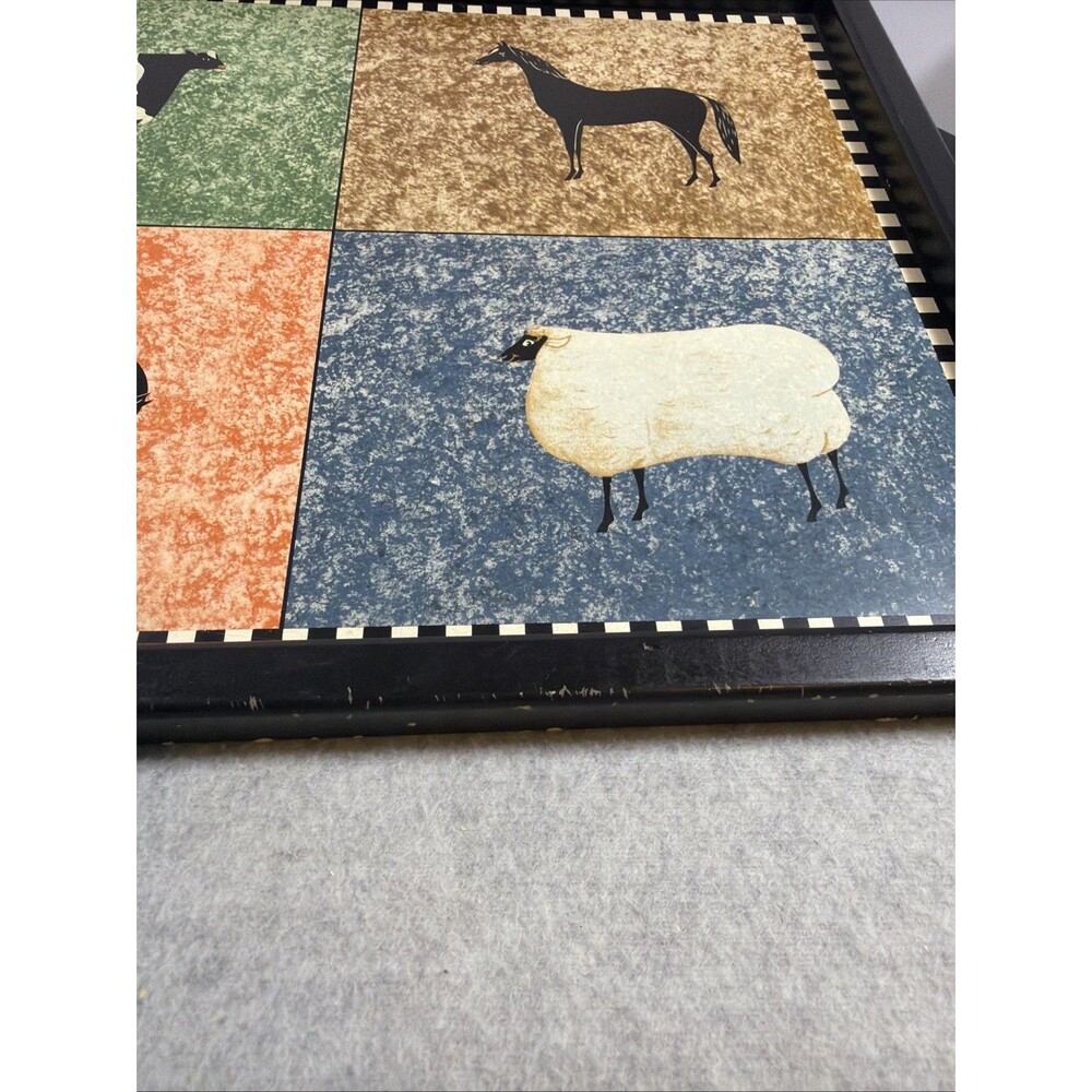 Brandon House Barnyard Animals by Warren Kimball 18”x14” Wooden Tray - Picture 3 of 8